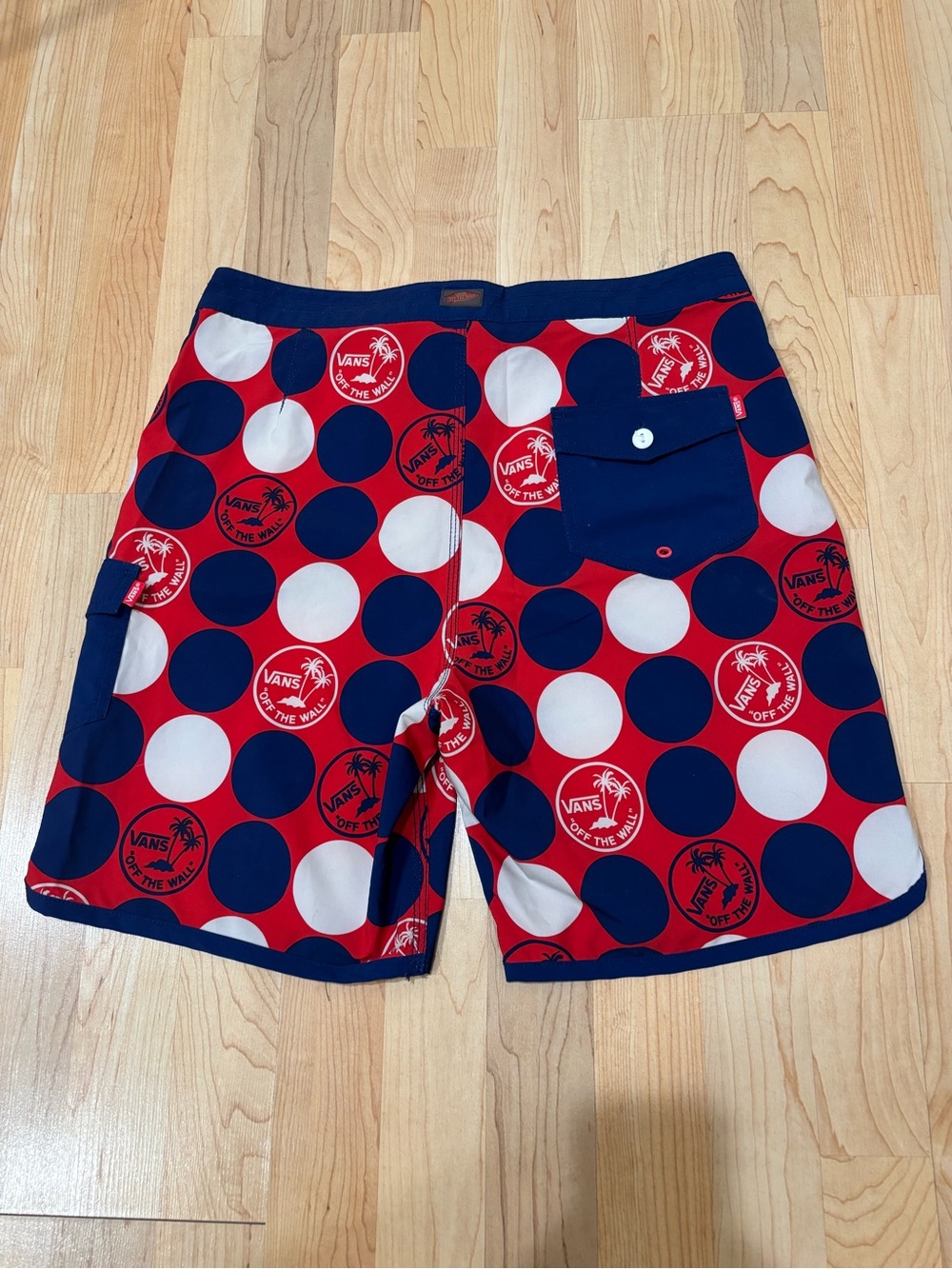 Vans Men’s Red, Navy & White Polka Dot Swim Board Shorts - 32